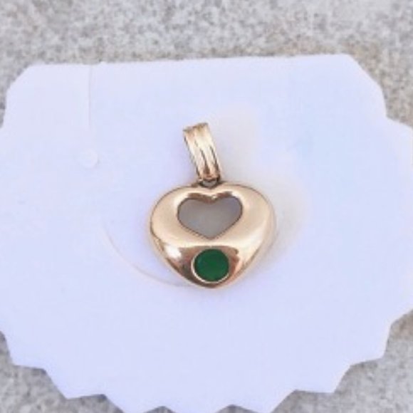 NEW AUTHENTIC 14K Gold and Emerald Pendant Heart - Picture 6 of 7